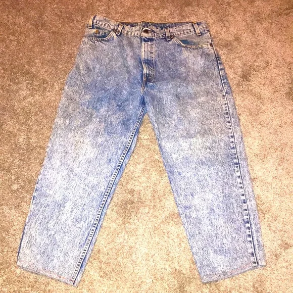 Vintage 80’s Levi’s 350 Orange Tab Acid Wash Jeans / Made in USA / 38x32 - Picture 3 of 10